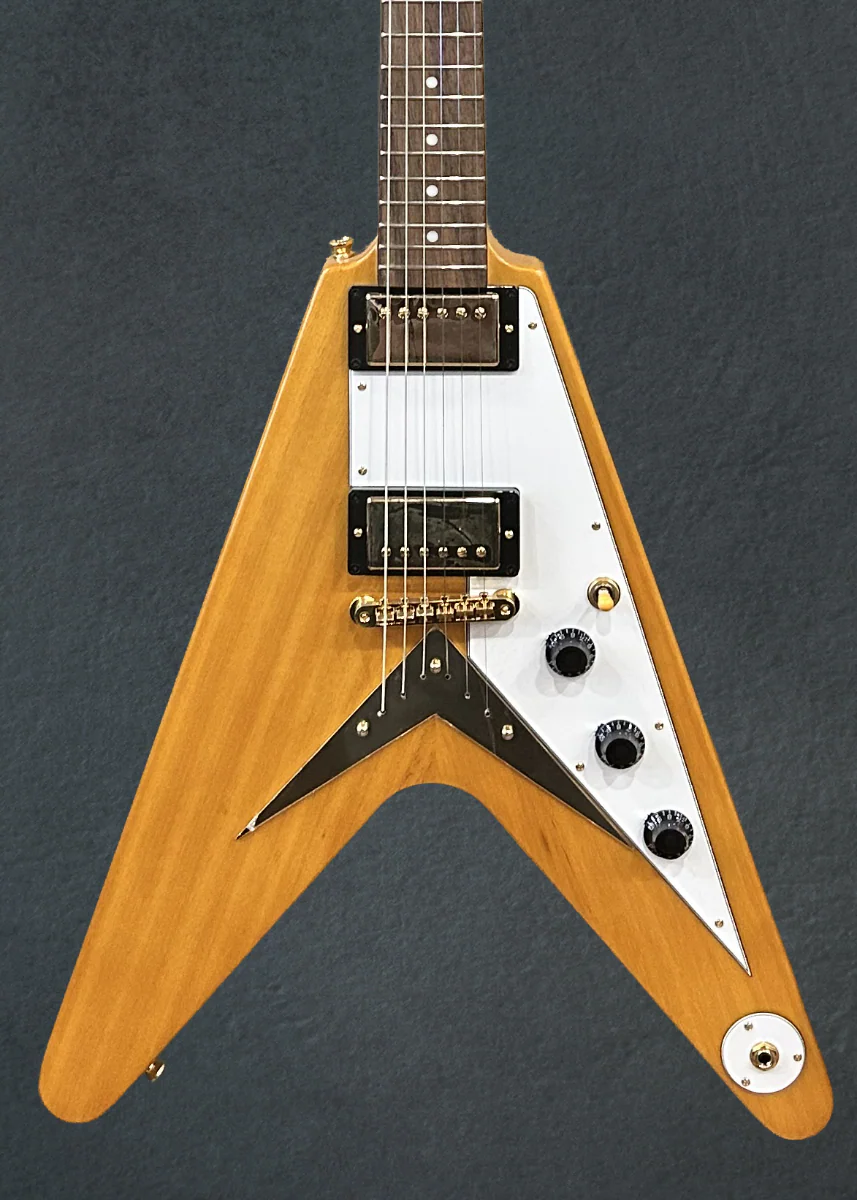 1958 Korina Flying V (White Pickguard) - Aged Natural - Image 2
