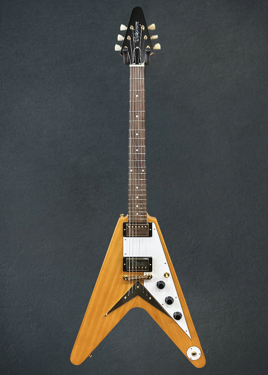 1958 Korina Flying V (White Pickguard) - Aged Natural - Image 3