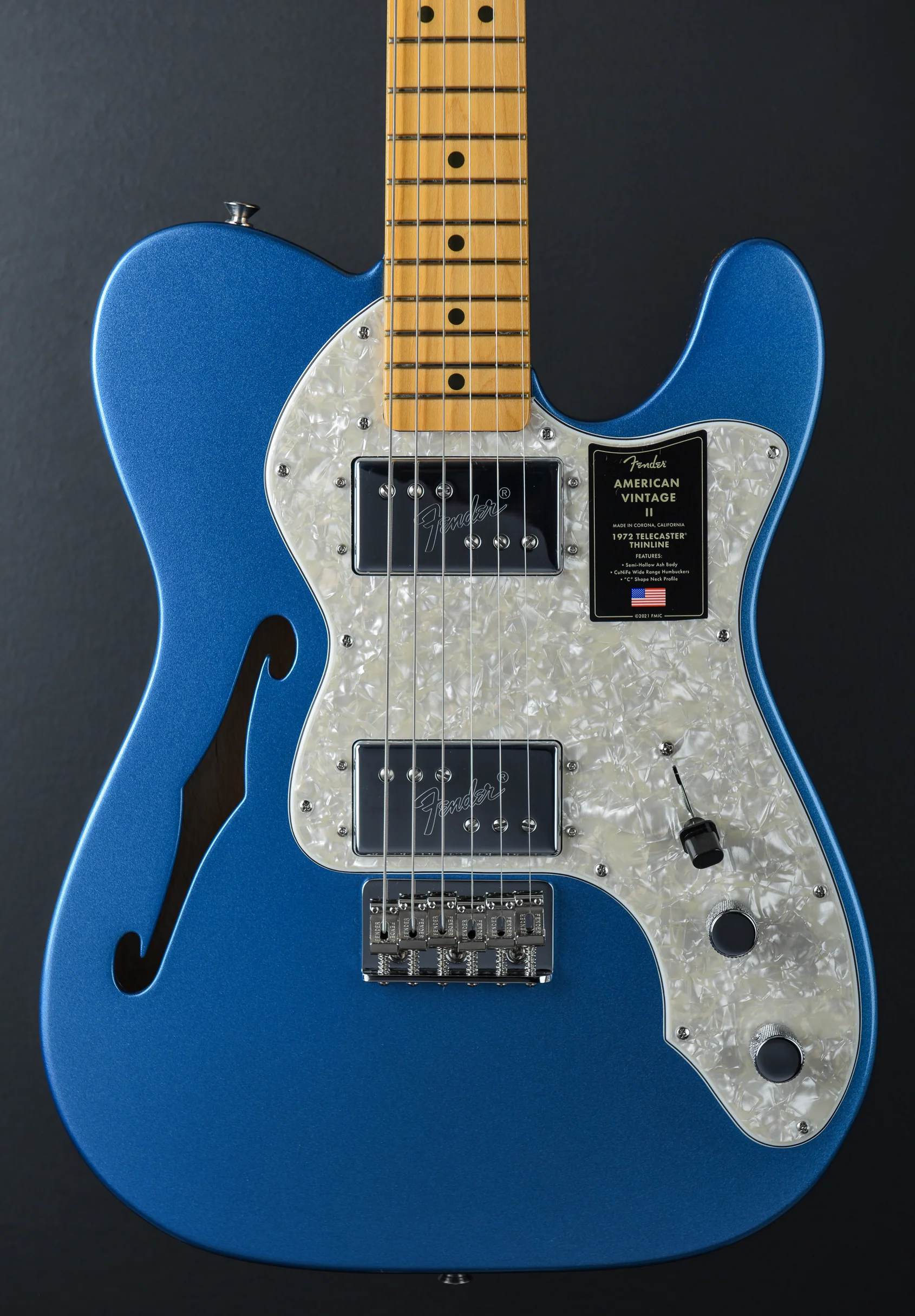 American Vintage II 1972 Telecaster Thinline - Lake Placid Blue - Image 2