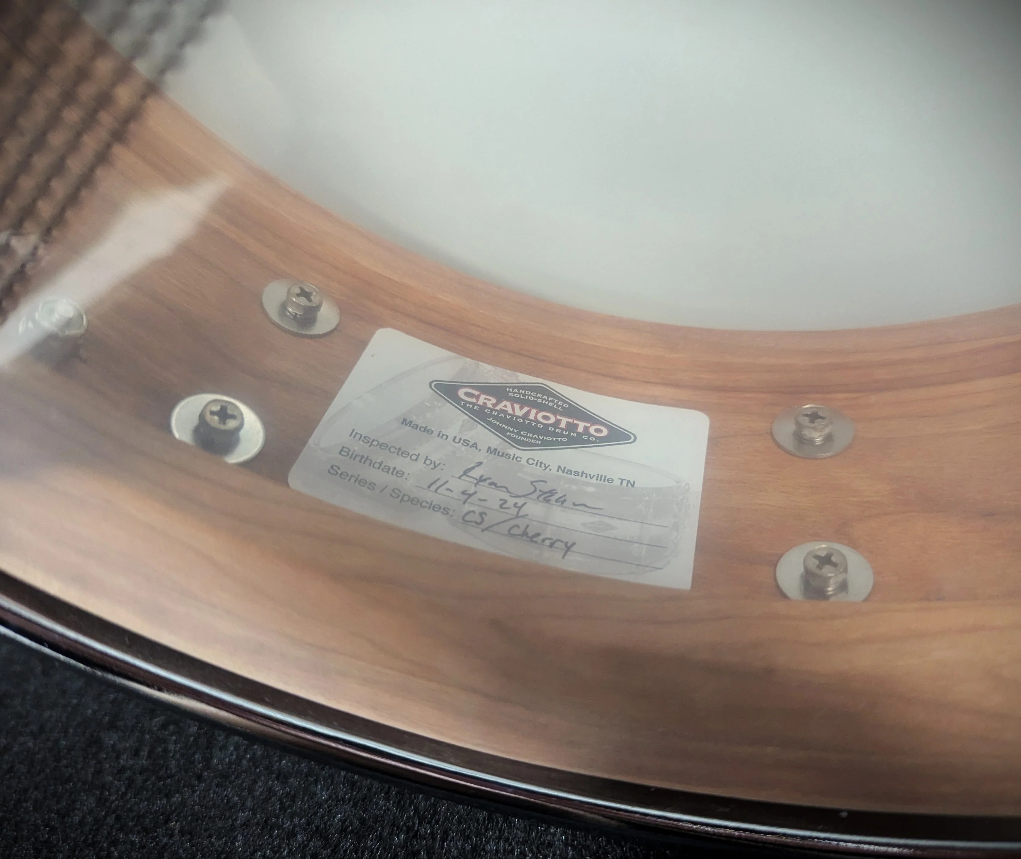 Custom Shop Cherry with Maple Inlay Piccolo Snare - Image 5