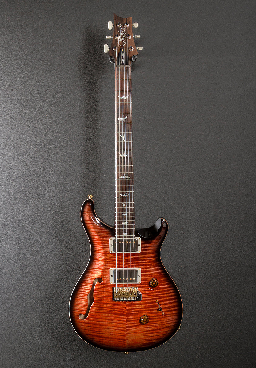 Custom 24 Semi-Hollow Wood Library Limited - Blood Orange Smokeburst w/Korina - Image 3