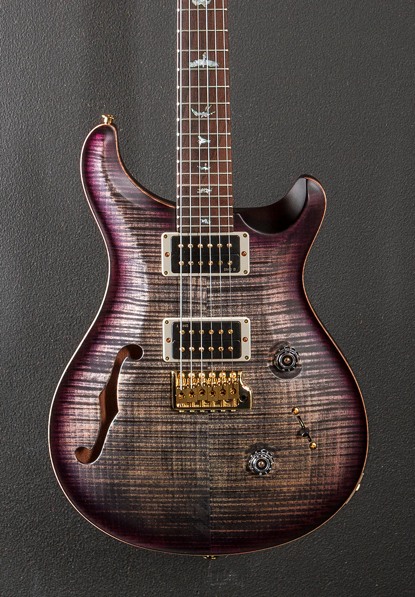 Custom 24 Semi-Hollow Wood Library Limited - Charcoal Purple Burst w/Brazilian - Image 2