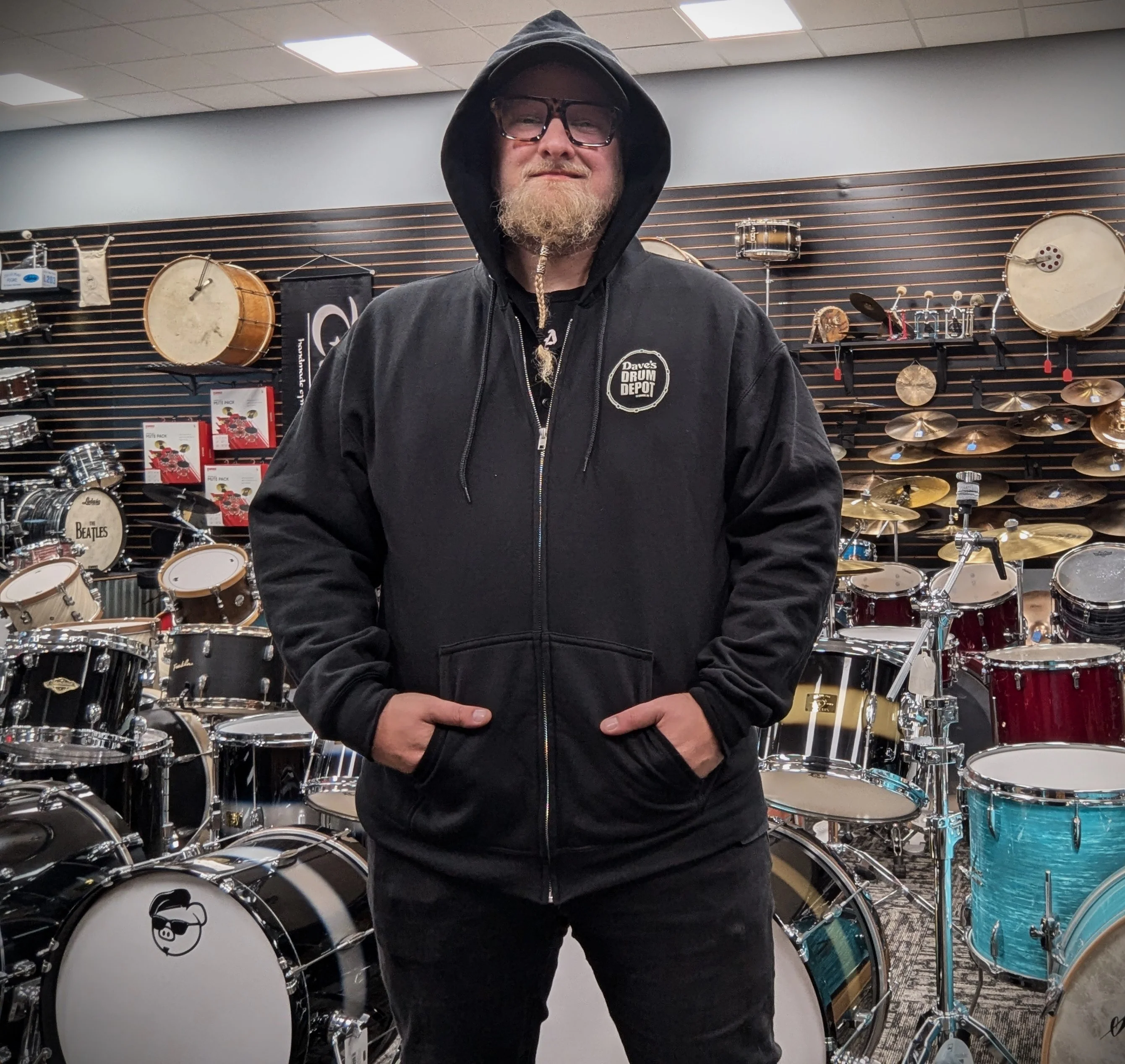 Drum Depot Zip Hoodie - Black - Image 3