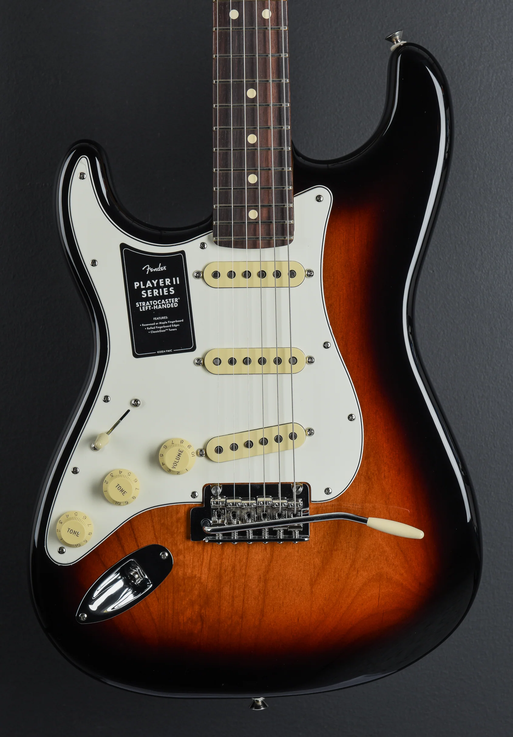 Player II Stratocaster Left Hand - 3-Color Sunburst W/Rosewood - Image 2